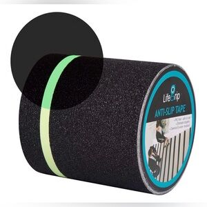LifeGrip Anti Slip Traction Tape with Glow in Dark Green Stripe, 6” x 33”